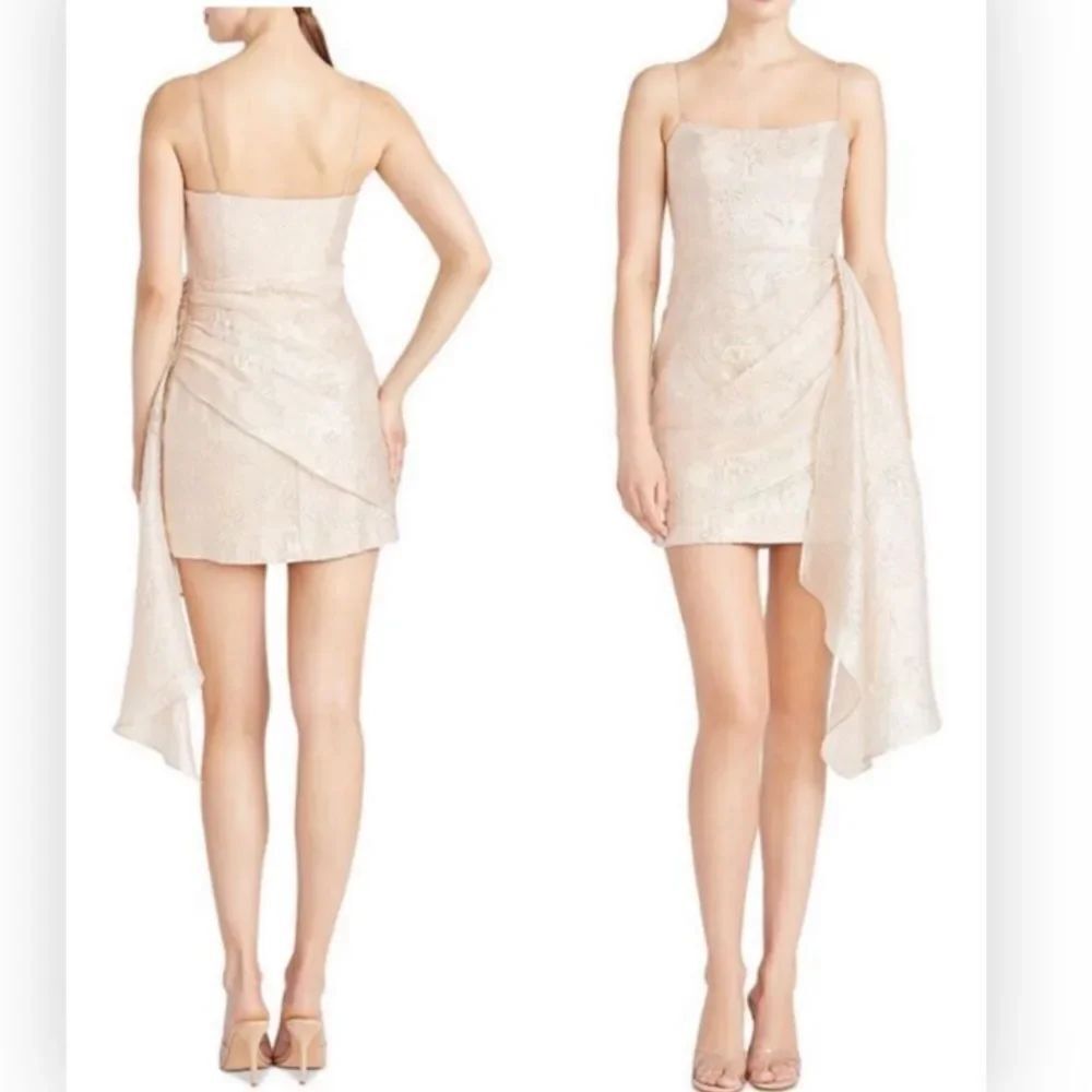 ML Monique Lhuillier Womens Beige Faux Wrap Mini Cocktail Party Dress $495